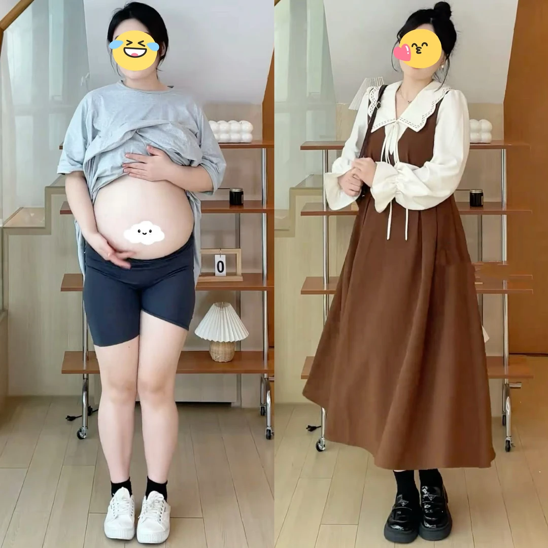 早秋新款大码法式假两件娃娃领连衣裙女胖mm收腰显瘦复古气质长裙