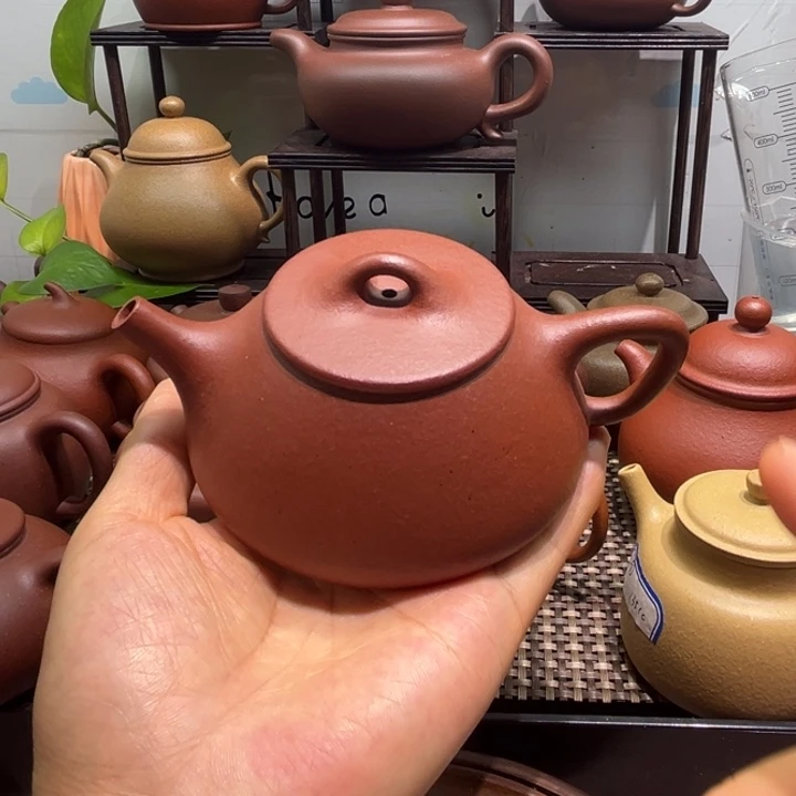 紫砂茶壶大红泥石瓢220cc