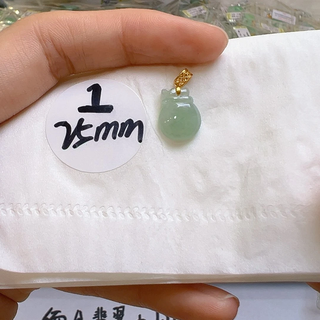 翡翠18K金镶嵌吊坠(不含链)翡翠