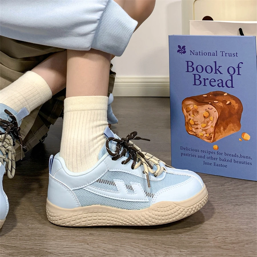 回力浅蓝色轻便休闲阿甘鞋子女夏季网面透气复古德训鞋学生百搭潮