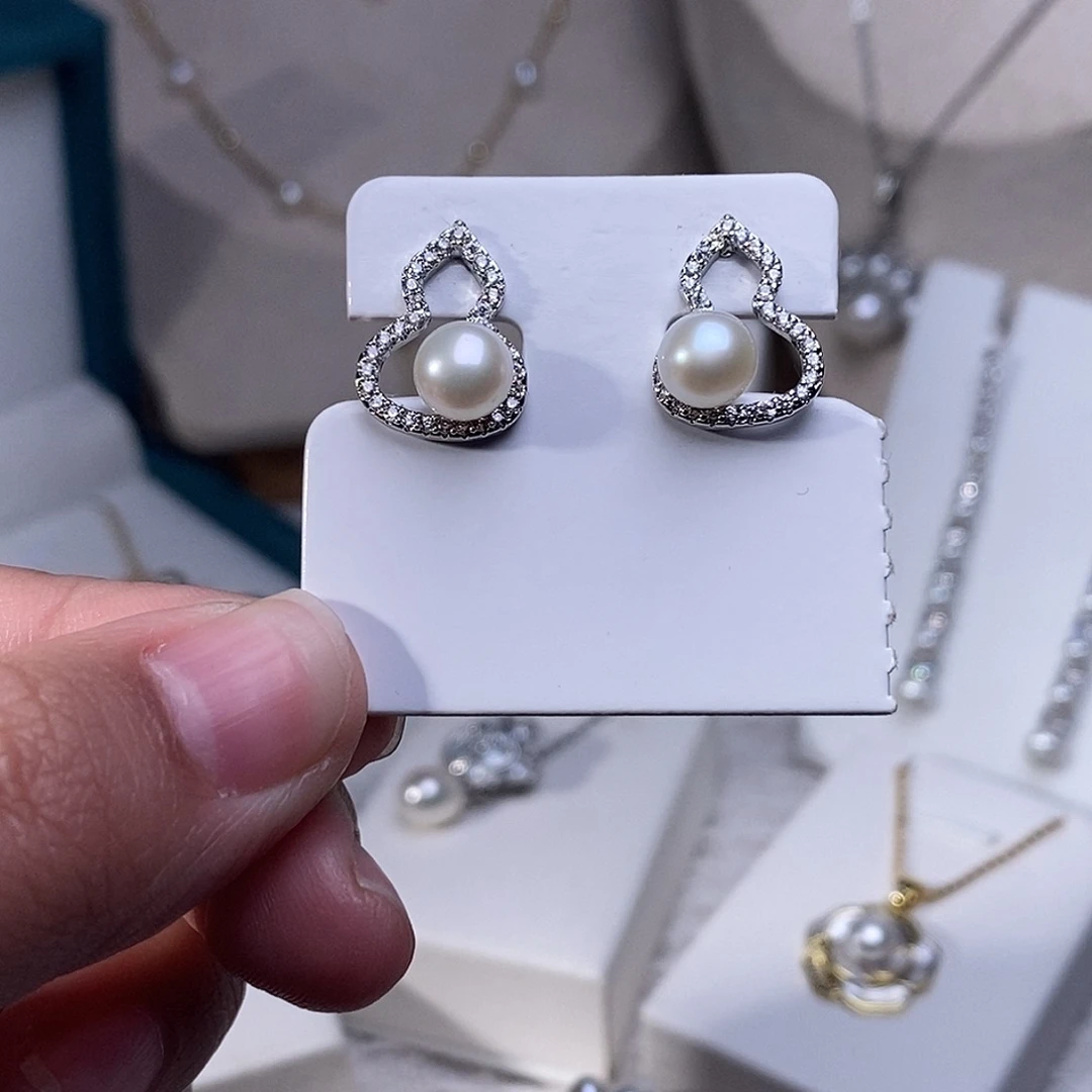 耳饰淡水珍珠银S925镶嵌