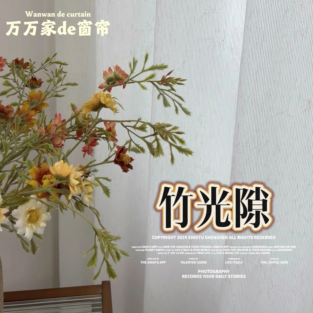 【万万家的竹光隙中古风新中式窗纱纱帘客厅卧室氛围感光影窗纱