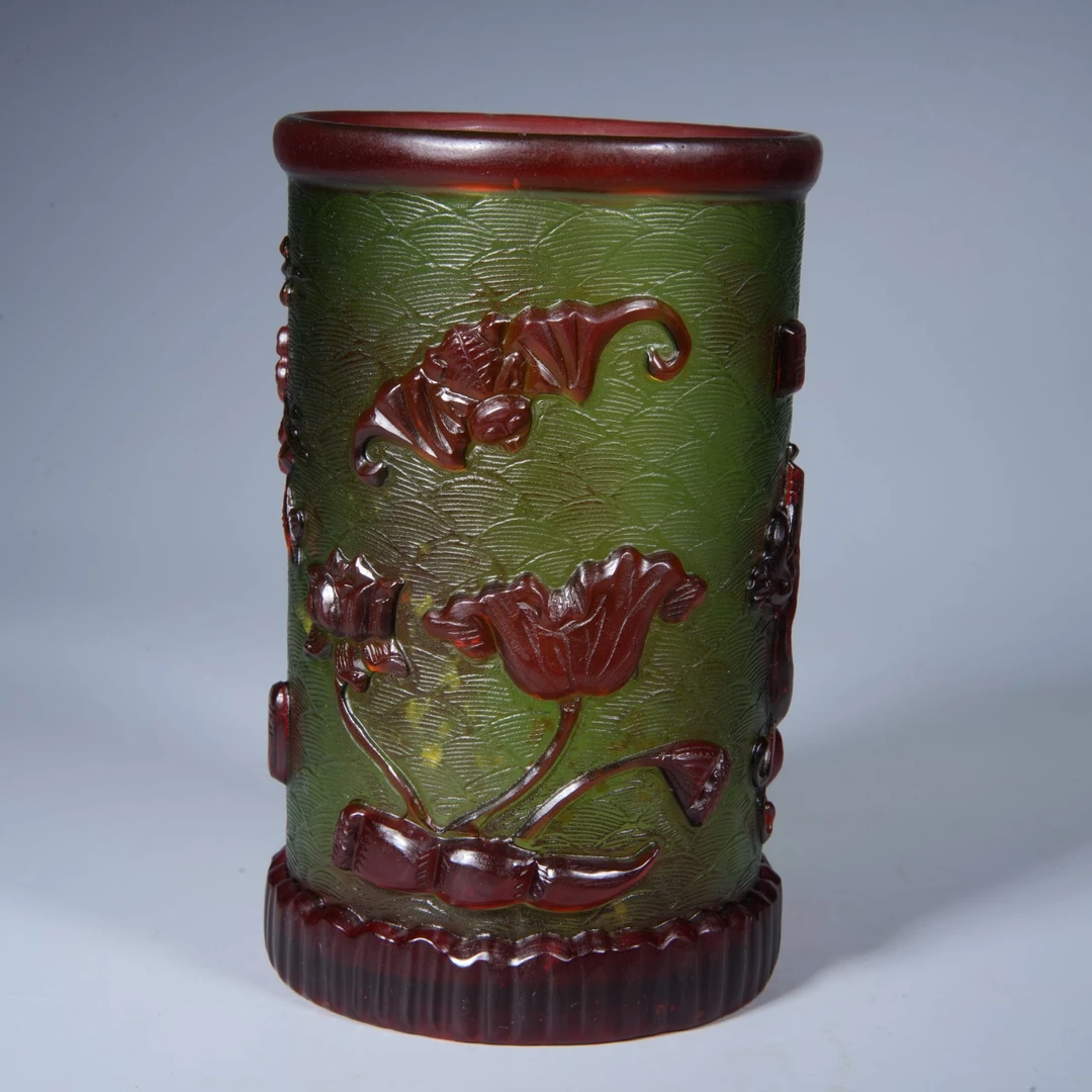 Tgz04 清代 料器笔筒摆件