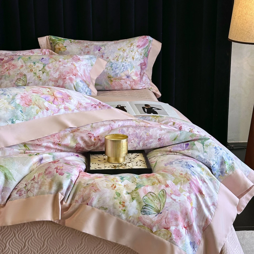 林小花【花蝶】-2025新品印花轻奢全棉被罩四件套可机洗被套