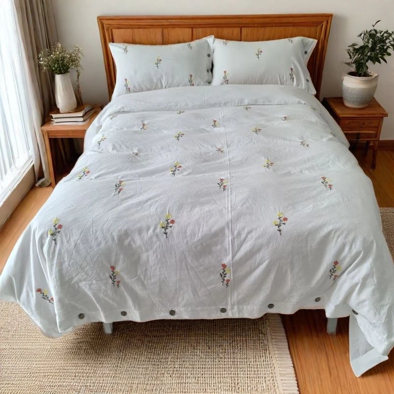 外贸正品100%水洗汉麻被套单件刺绣Hem大麻轻奢柔软细腻透气亲肤