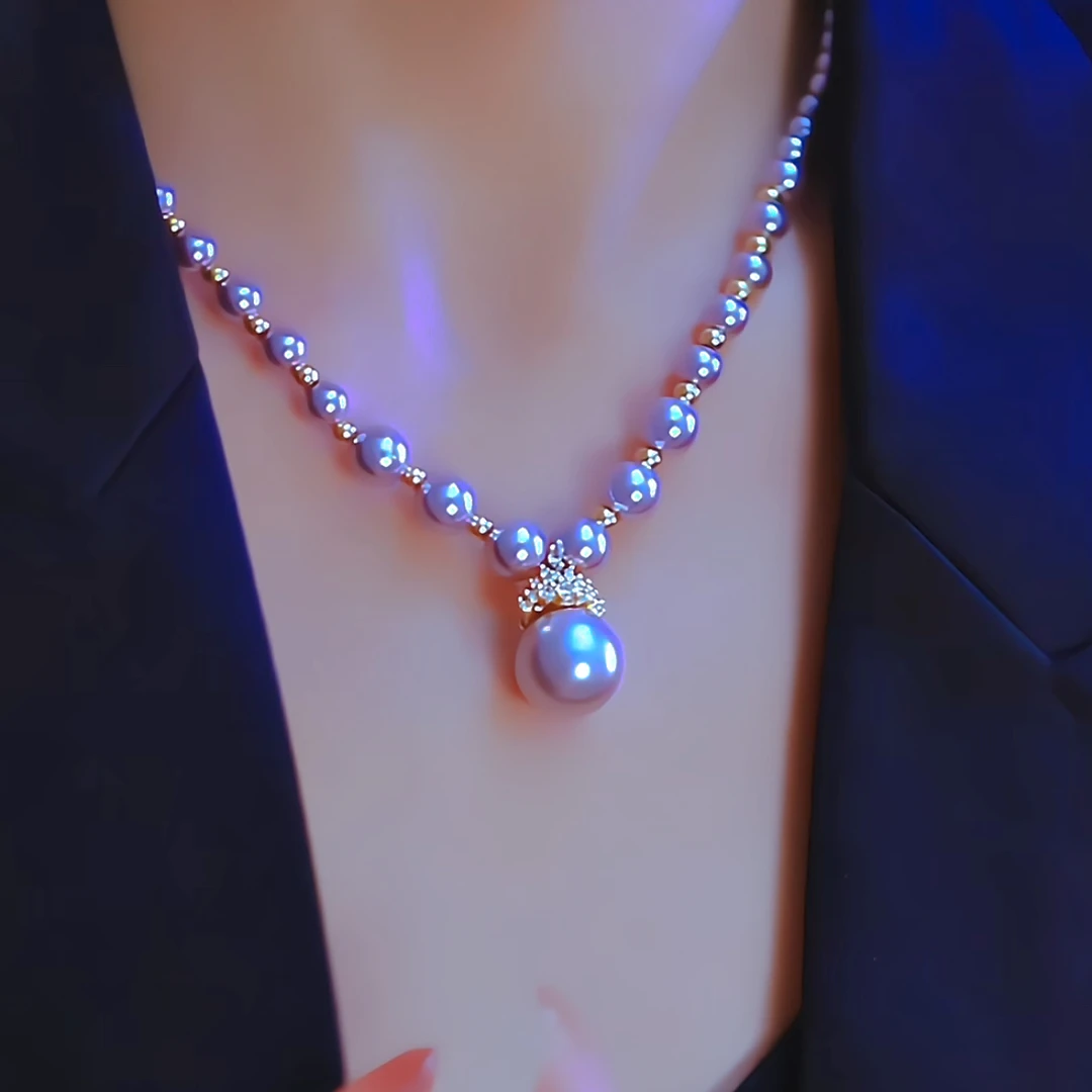 钛钢仿珍珠项链 【冰雪皇后】轻奢百搭锁骨链气质设计感贝珠项链女
