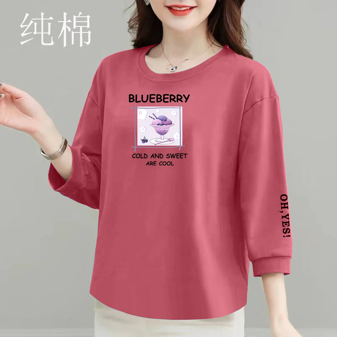 100%纯棉洋气t恤女打底2025新款打底衫休闲显瘦纯欲慵懒风女装