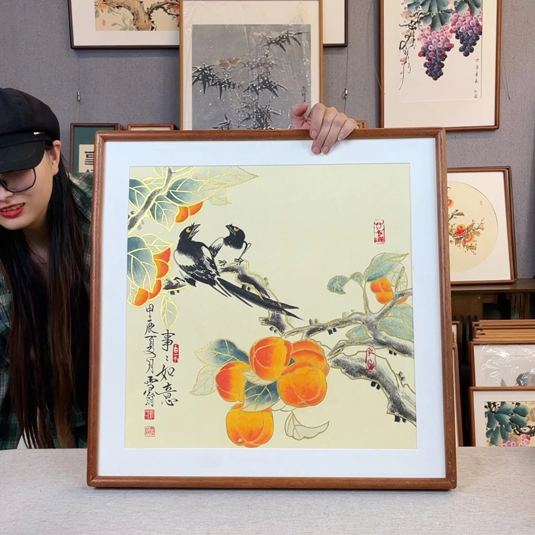 书法手绘带框尺寸：53*53