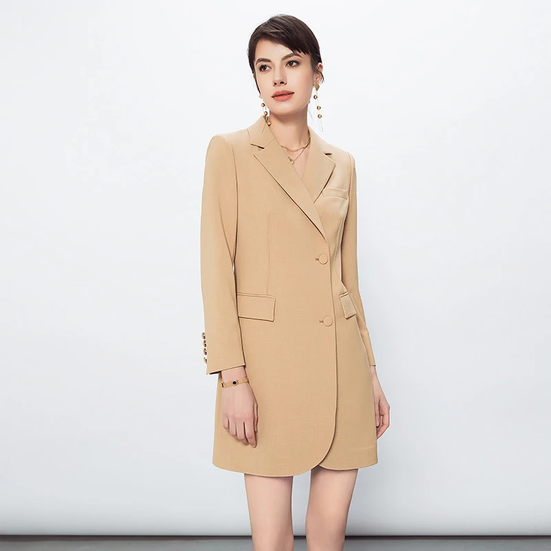 Q13121职业西装连衣裙秋季女装医美收腰前台西装领正装工作服E