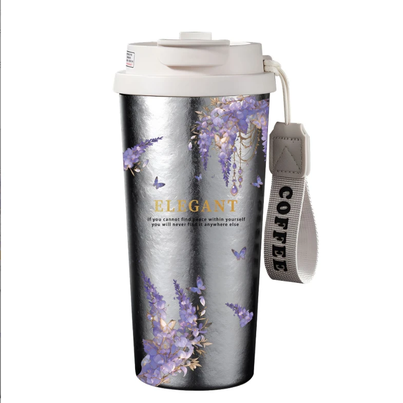 水杯新款高颜值纯钛咖啡杯户外便携钛杯轻奢带盖保温杯双层肽杯