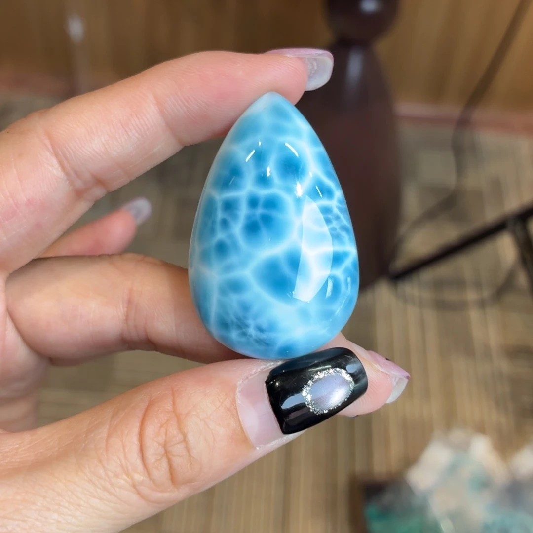 针钠钙石（海纹石）未镶嵌颈饰海纹石收藏级火山蓝26.8g