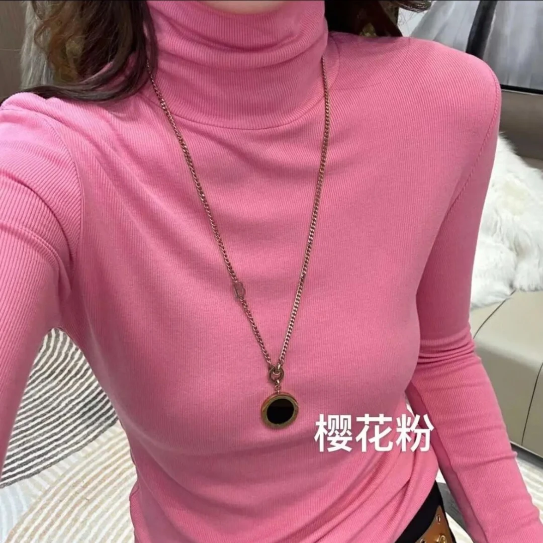 秋冬新款高领磨毛打底衫女减龄洋气堆堆领修身百搭时尚上衣YW8462