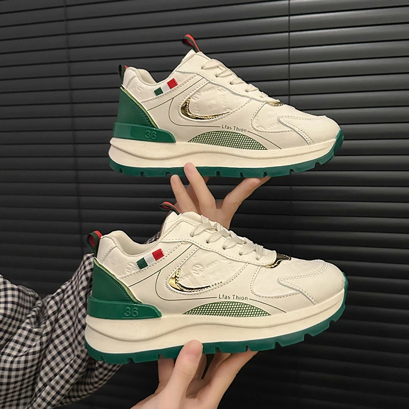 2025新款轻奢拼接印花厚底时尚休闲鞋999