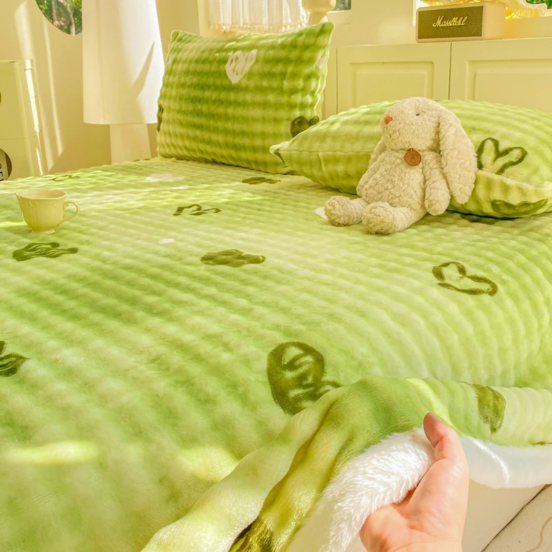 加厚泡泡牛奶绒床单冬季加绒保暖单件亲肤可裸睡宿舍被单2025新款