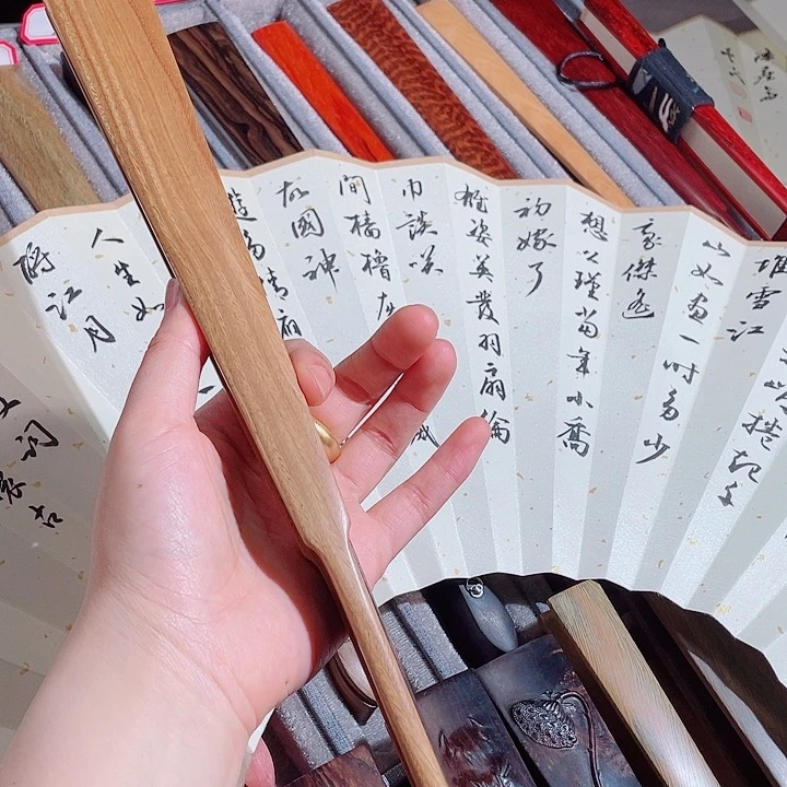 扇子雨*绿大茄10寸白绢