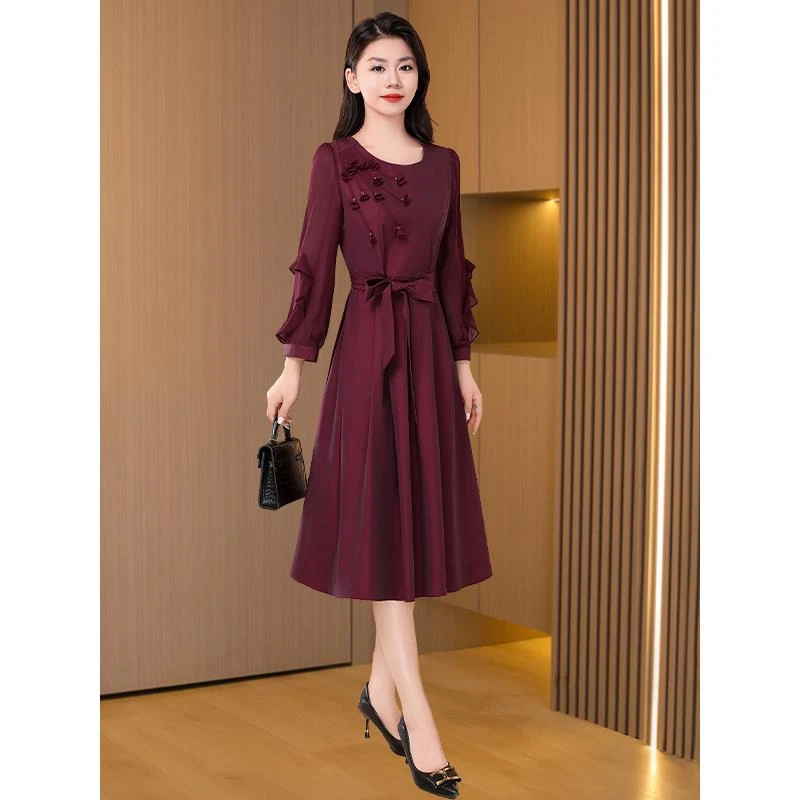 2025年春秋季新款大码女装妈妈装喜婆婆婚宴礼服裙子高端连衣裙