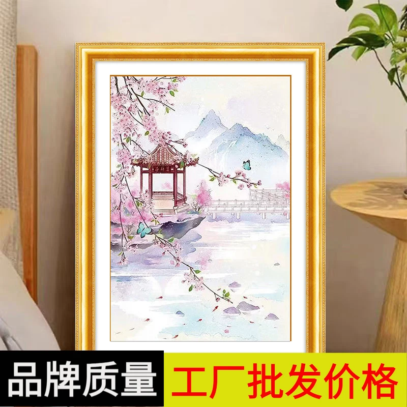 江南春色十字绣纯手工线绣自己绣风景画人间仙境大自然中国风国潮