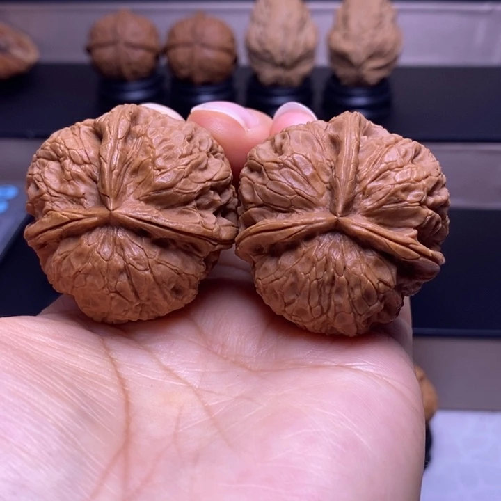 把件文玩核桃浪叠纹三楞92