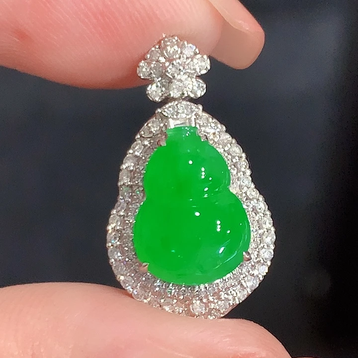 翡翠18K金镶嵌吊坠(不含链)