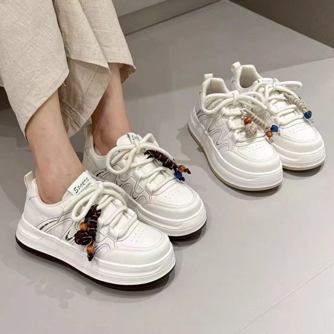 蓉姐专属~跟高5CM透气平底时尚白鞋潮流百搭秋季女鞋A325