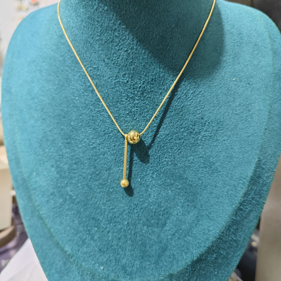 钛钢项链 钛钢圆球蛇骨链简约时尚项链气质女神项链小众百搭款