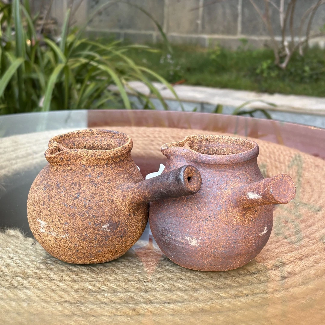 300-400ml柴烧陶瓷复古创意粗陶烤茶罐煮茶手工茶壶全手工茶具