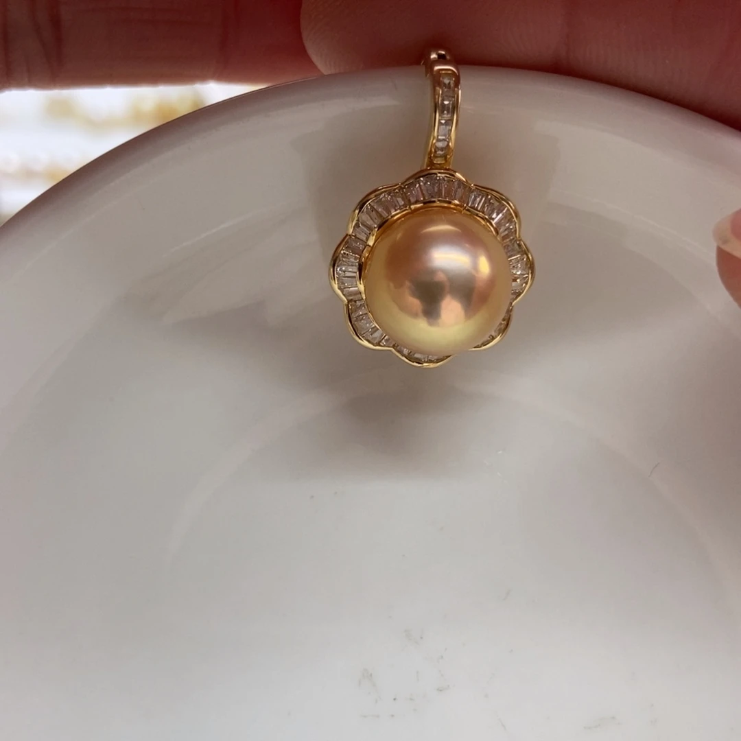 淡水珍珠吊坠(不含链)银S925镶嵌