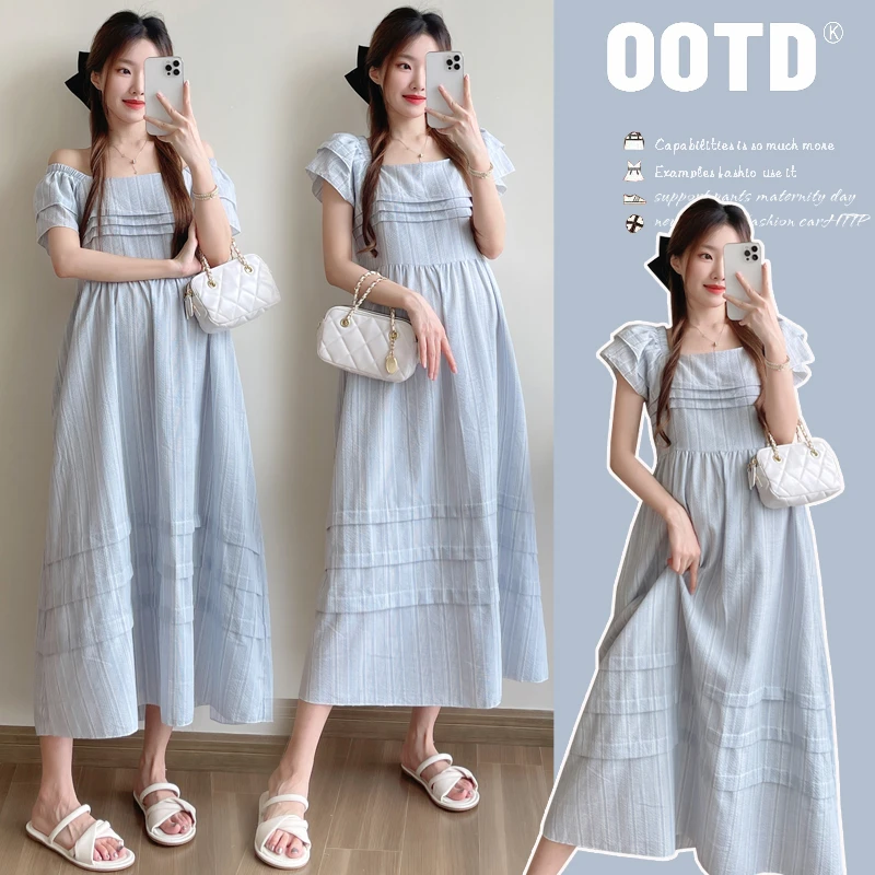 【橙子】孕妇连衣裙夏款2025新款法式长裙夏装小个子宽松孕妇裙