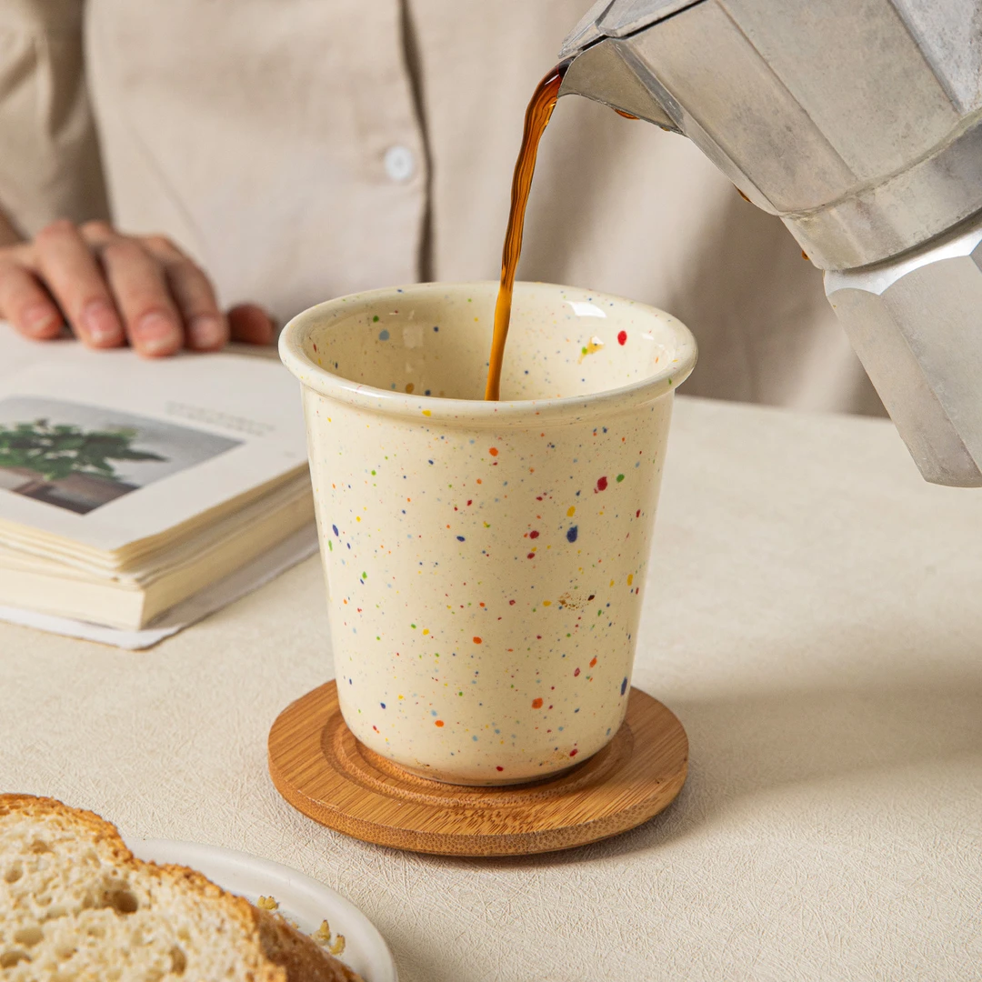 ezicok彩虹仿纸杯陶瓷杯复古咖啡杯
