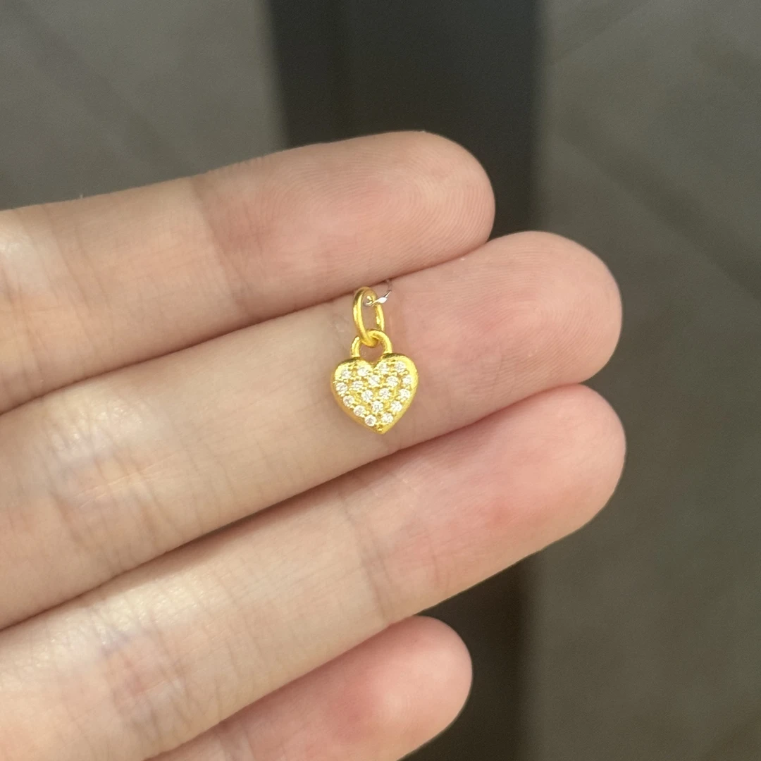 满钻锤纹小爱心滴溜 足金999