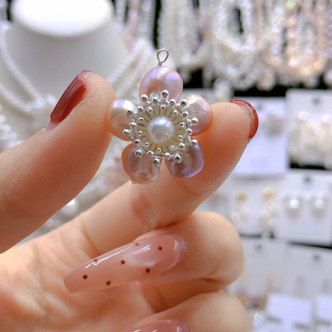 银S925镶嵌耳饰淡水珍珠