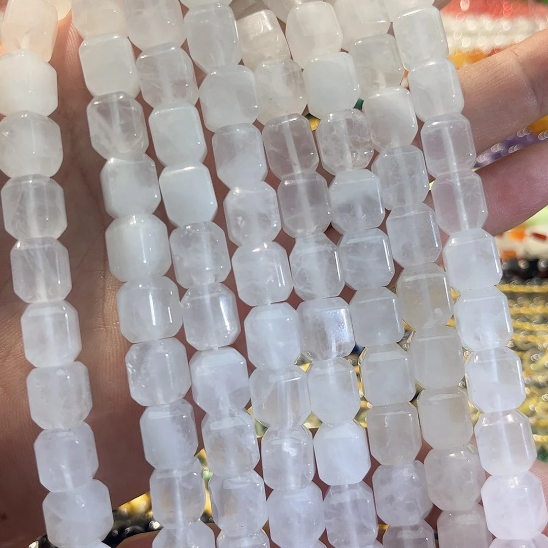 合金玛瑙/玉髓珠宝半成品白水晶方糖一条10mm