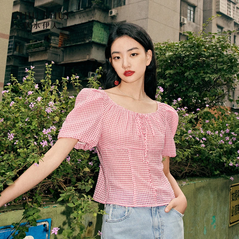 【许半夏专属】秋水伊人法式复古方领衬衫夏季新款女装时尚辣