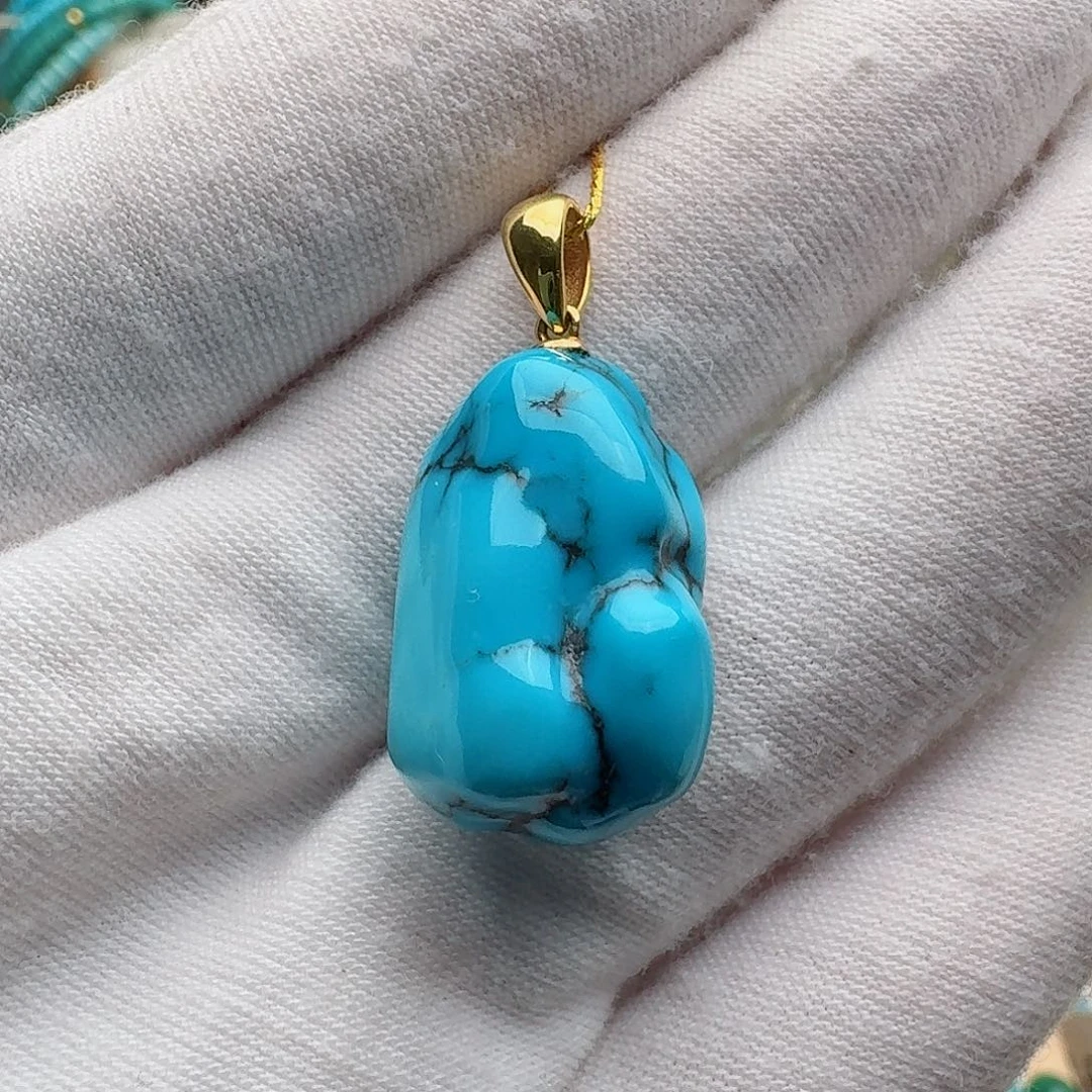 18K金镶嵌绿松石珠宝奇石