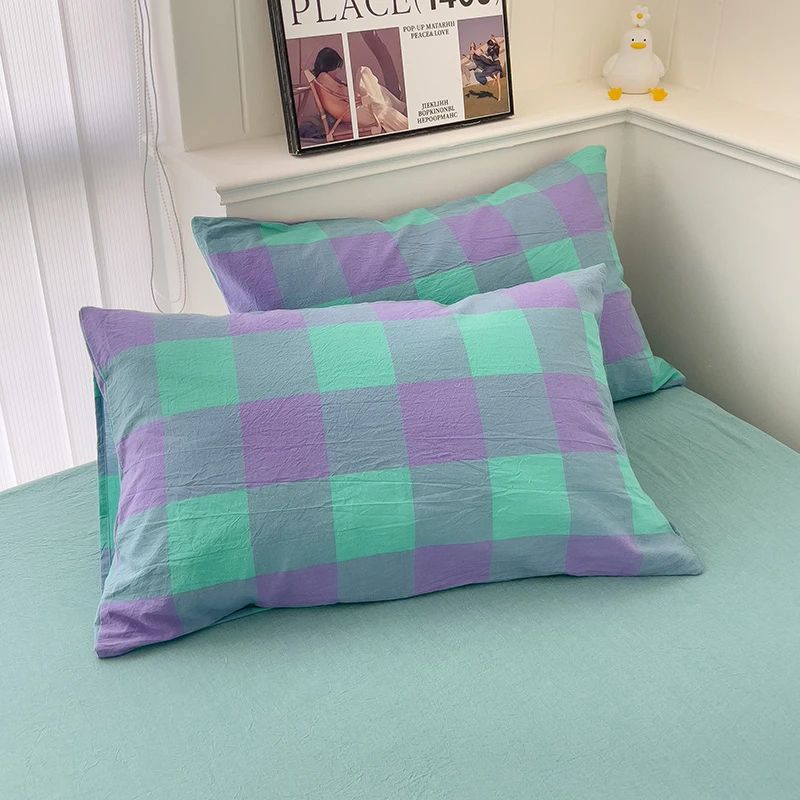 【单枕套】32支全棉色织水洗棉纯棉枕套学生宿舍单枕套双人枕套