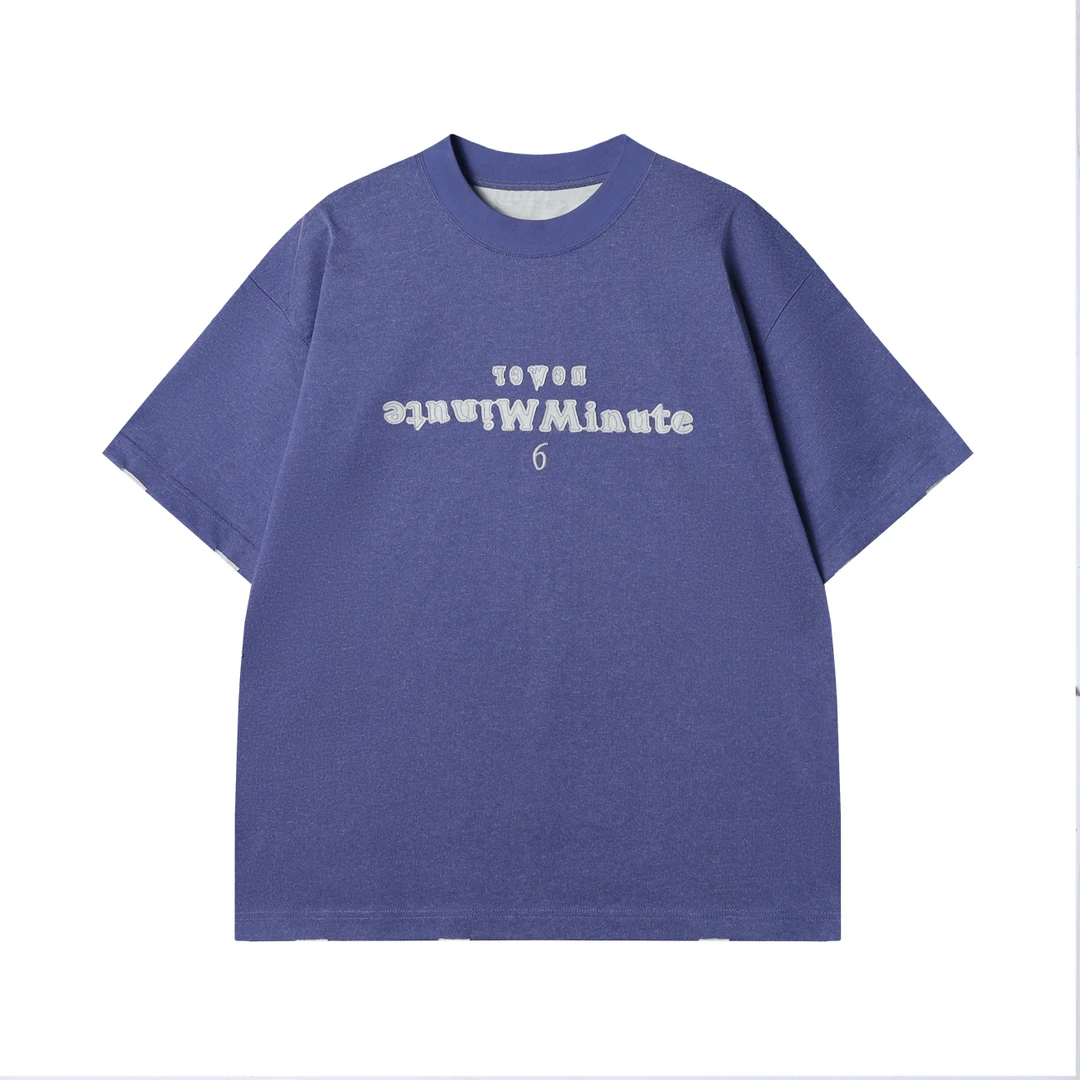 夏季高级感新款美式纯色贴布字母圆领短袖T恤刺绣数字百搭上衣