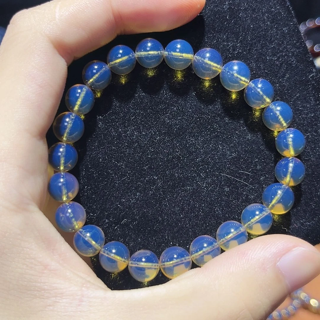 蓝珀未镶嵌珠宝奇石8mm墨西哥蓝珀手串