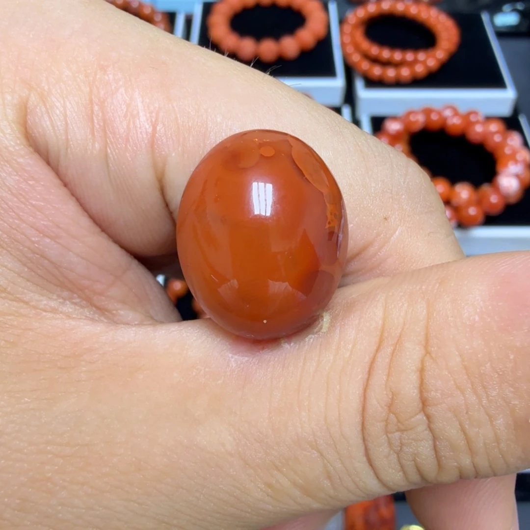 未镶嵌川料瓦西满色满肉戒面/吊坠南红玛瑙4.8g