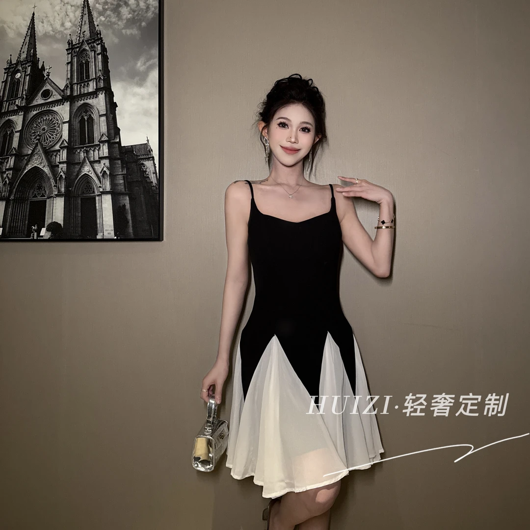 【惠子定制】气质显瘦收腰轻奢名媛优雅时尚百搭连衣裙9761