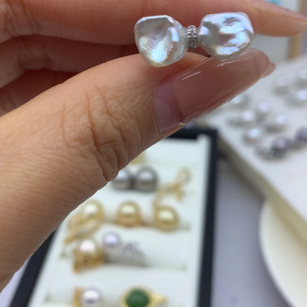 银S925镶嵌戒指淡水珍珠