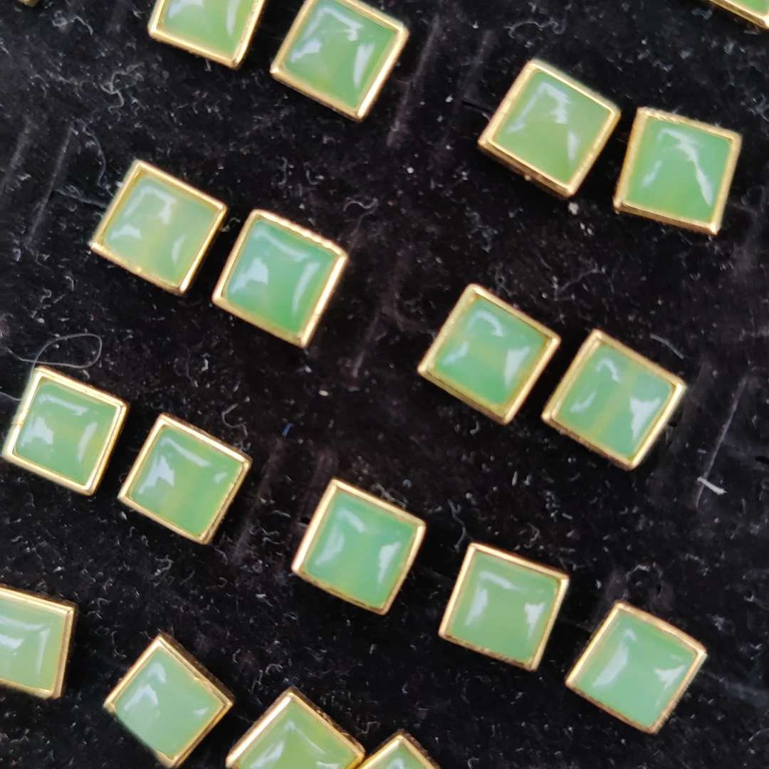 和田玉碧玉方形耳钉多样性拍一发一H