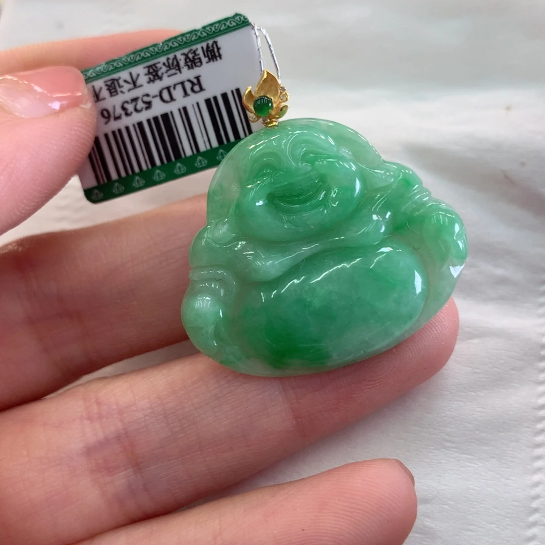 翡翠吊坠(不含链)18K金镶嵌