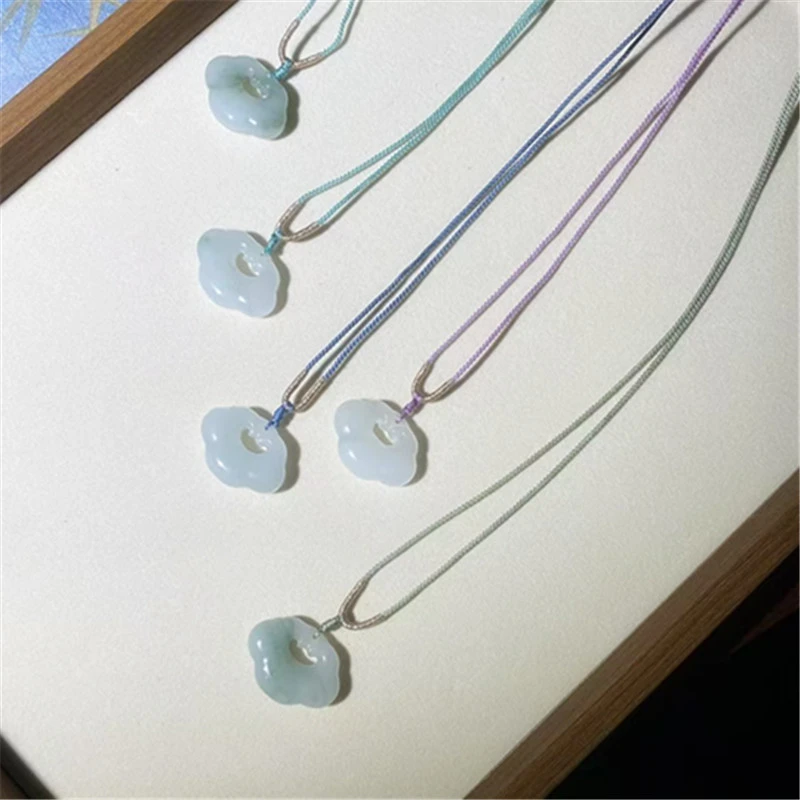 天然金丝玉天山翠30mm祥云锁平安如玉玉石挂坠古风吊坠