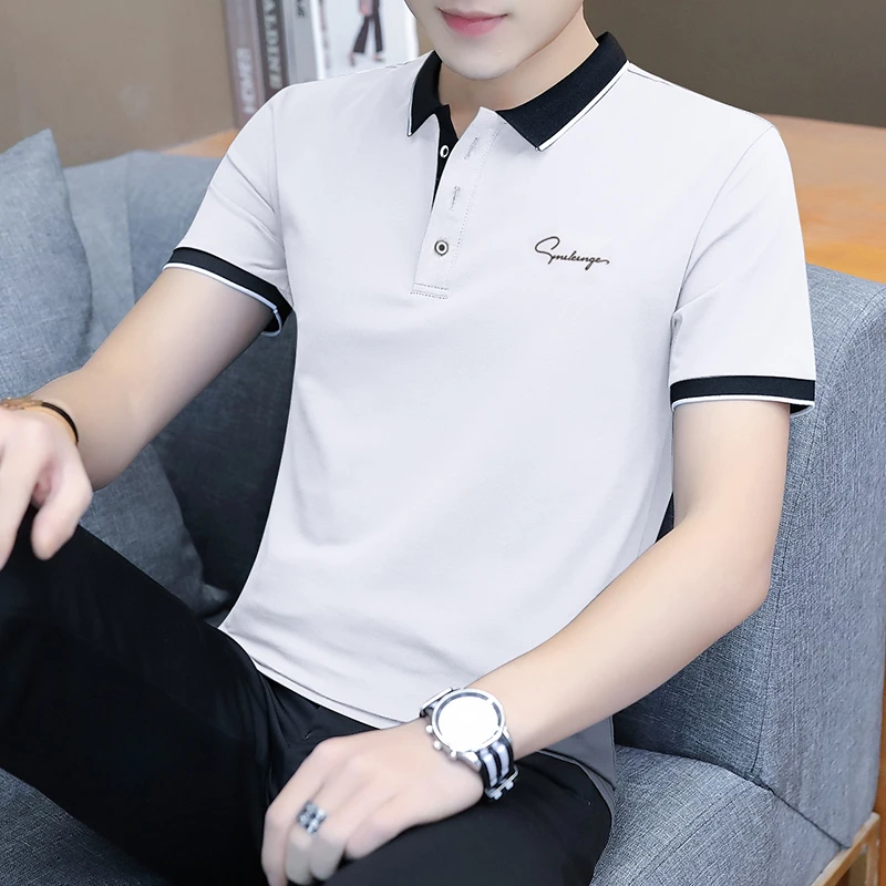 高品质男士翻领短袖POLO衫夏季修身半袖上衣休闲简约潮流短袖T恤