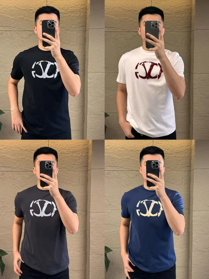 【春夏新款】25D2059男士新款羽光棉时尚印花烫钻百搭短袖T恤