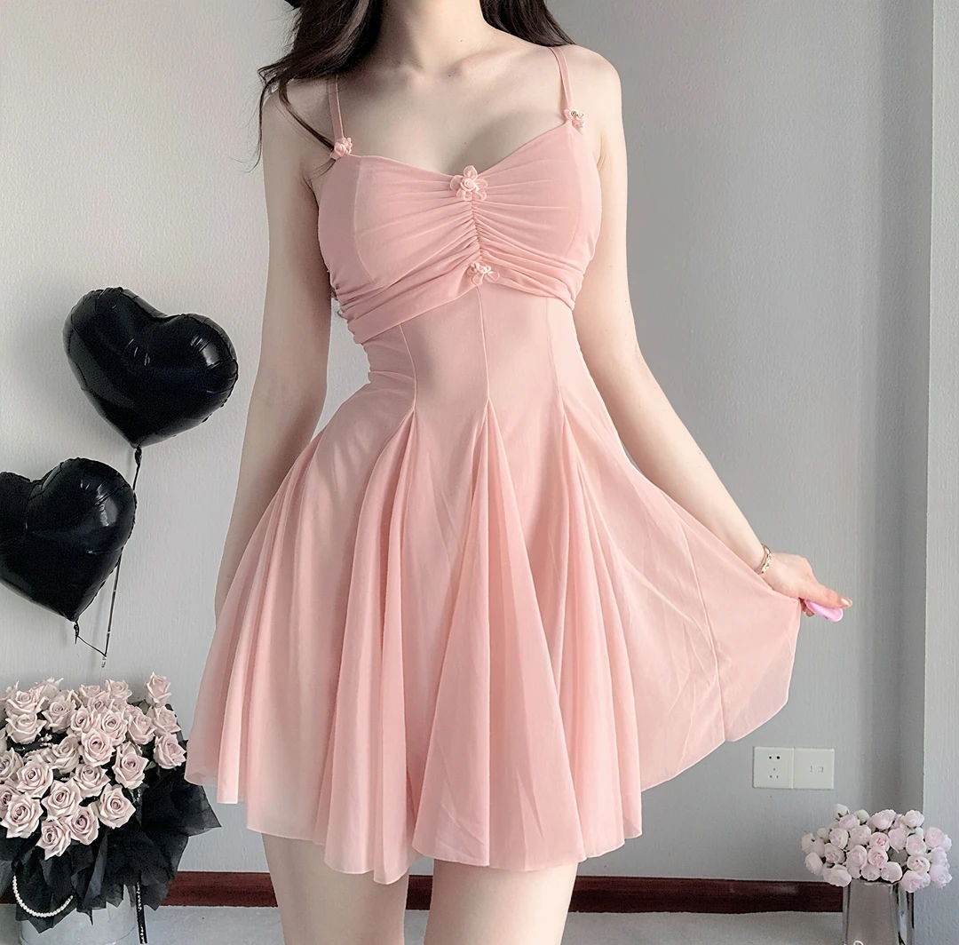 甜心【80-210斤】纯欲性感高级感吊带蕾丝网纱小睡裙