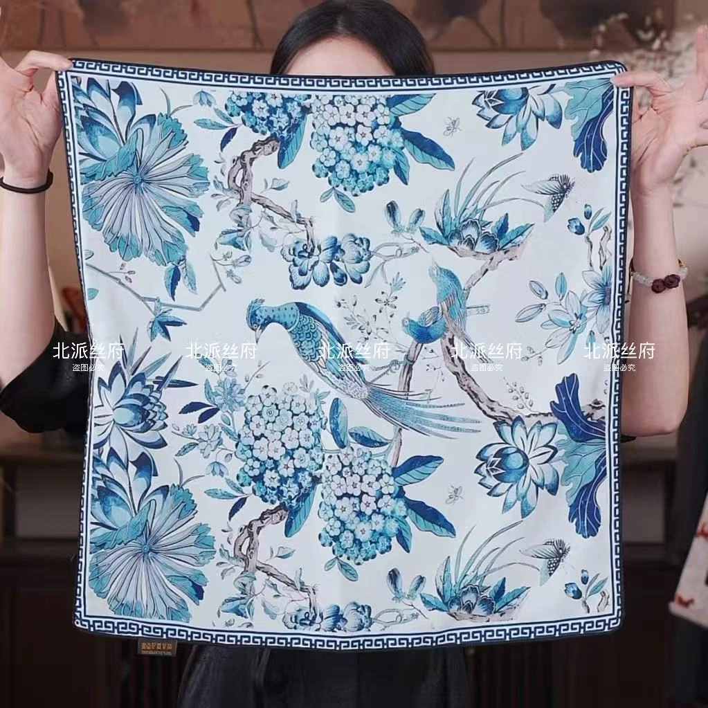 【百鸟青花-套】A50*50花萝中式国风透气四季高端防汗（单个枕套