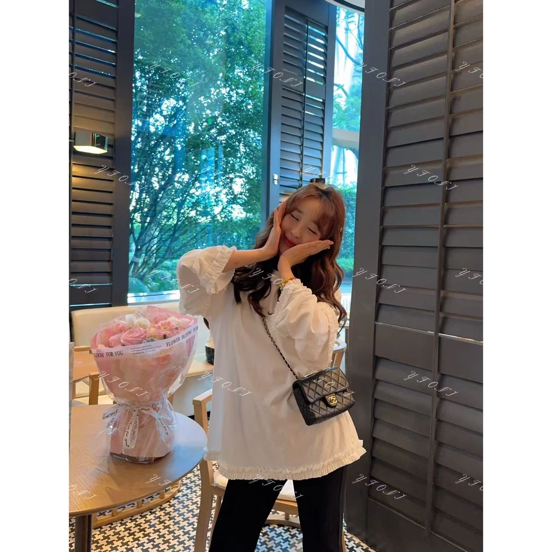 【YFONI】百搭风琴花边百搭慵懒T