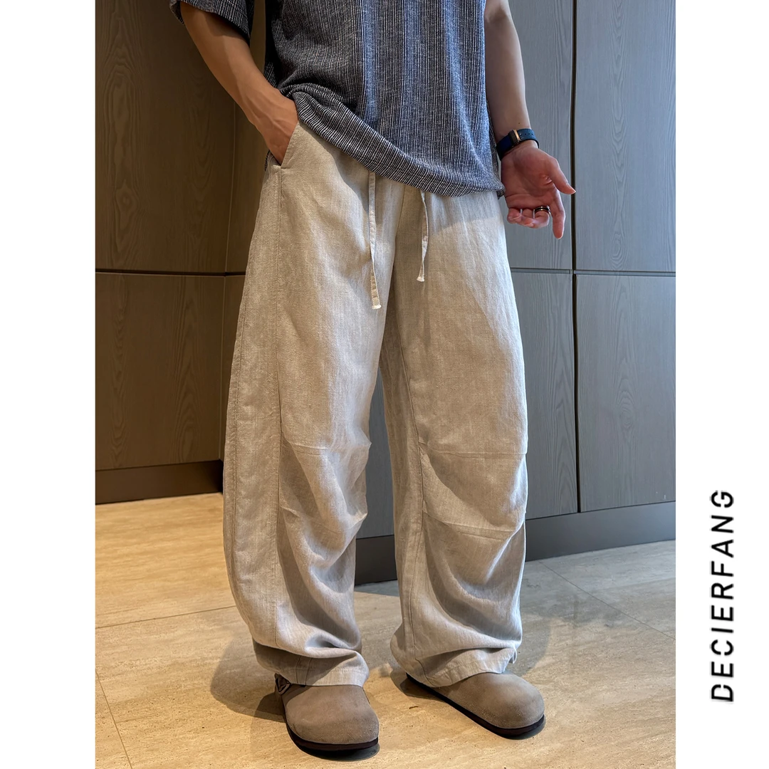 【25夏  亚麻天丝】老钱风  美式透气凉爽慵懒感宽松百搭休闲裤男