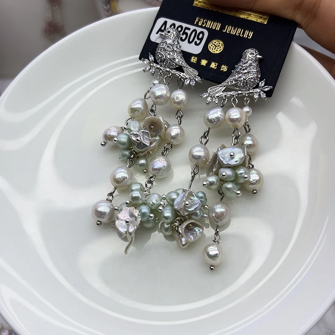 淡水珍珠耳饰银S925镶嵌